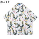 カジュアルシャツ メンズ アロハシャツ 半袖シャツ カップル 夏服 薄手 ゆったり ハワイアン おしゃれ ヤシの木 総柄 速乾 汗染み防止 通気性 日焼け止め ストリート リゾート 花火大会 お祭り ビーチ