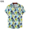 アロハシャツ メンズ 柄シャツ 半袖シャツ 夏用 薄手 通気 速乾 おしゃれ ヤシの木 プリント ストリート ハワイアン カジュアルシャツ 大きいサイズ 開襟 快適 汗染み防止 花火大会 お祭り 海水浴 ビーチ(4)