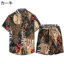 半袖シャツ アロハシャツ メンズ 上下セット インディアン 総柄 夏用 薄手 通気 速乾 原宿風 おしゃれ ゆったり カジュアルシャツ 快適 ストリート uvカ...