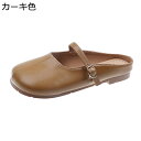 ミュール 春夏用 パンプス 甲ストラップ バックル スリッパ つま先あり かかとなし レディース ラウンドトゥ フラットシューズ 蒸れない 防滑 柔らかい シン...