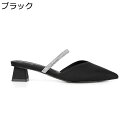 ミュールサンダル 22-26.5cm ミドルヒール ポインテッドトゥ ビジネススリッパ レディース 甲ストラップ スパンコール 大きいサイズ 春夏 サボ 便利 歩きやすい 粗いかかと 室内室外 通勤 オフィス 黒 ベージュ(3)