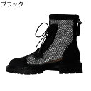 レザー サンダル レースアップ バックジッパー ショートブーツ 本革 メッシュ 夏秋 レディース 革靴 ブーツサンダル ミドルヒール チャンキーヒール ラウンドトゥ カジュアル 通勤通学 通気性
