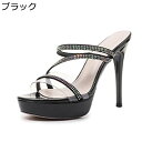 ミュールサンダル 透明 ラインストーン付き 甲ストラップ レディース サンダル 夏 厚底 外出スリッパ ピンヒール ラウンドトゥ ハイヒール12cm セクシー キャバ 柔らか 身高アップ 履き易い