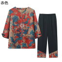 セットアップ Tシャツ 7分袖 ブラウス 9分 ワイドパンツ タイダイ染 高齢者 レディース 婦人服 中高年 老人 エスニック ゆったり サマー 綿 薄手 通気性 ホーム 通勤 お出かけ 60-80代