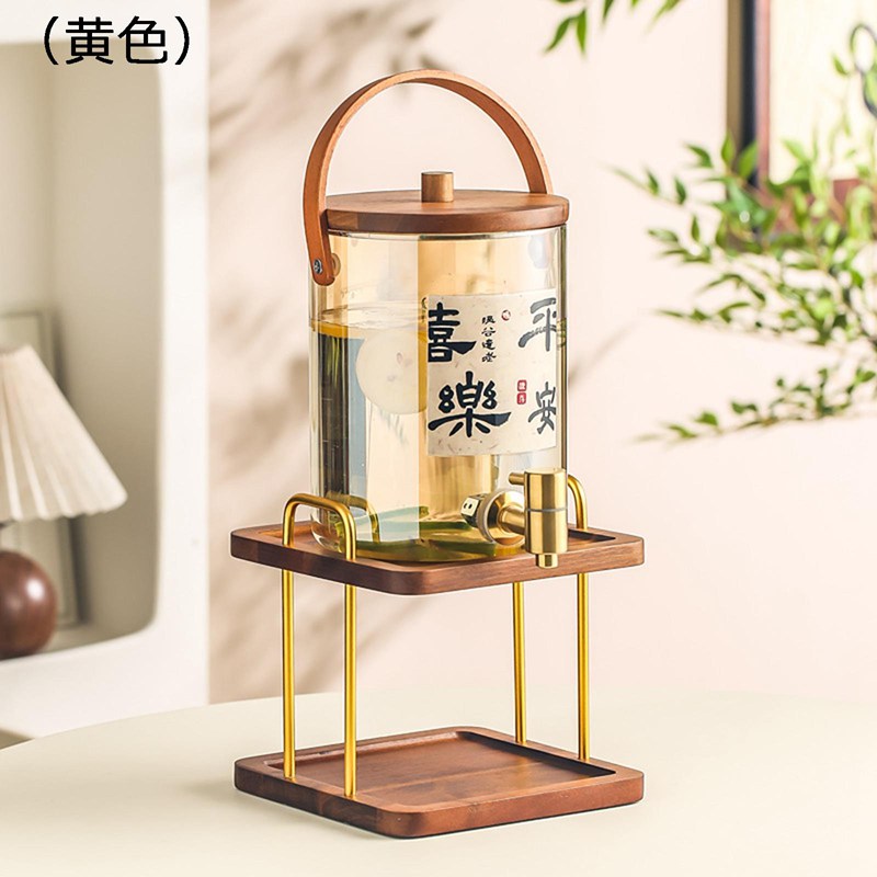 ドリンクサーバー 3.5L 広口 蛇口付きガラスピッチャー 貯蔵タンク 冷水筒 ドリンクディスペンサー ウォーターポット ハンドル付き クリア 保存瓶 茶こし付き レモネード カクテル 密閉缶 麦茶ポット BBQ