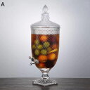 ドリンクサーバー ガラスピッチャー 欧風 花柄デザイン 冷水筒 お茶ポット 大容量 ディスペンサー 広口 蛇口付き ヴィンテージ 貯蔵タンク 飲料収納 紅茶 カクテル パーティー ドリンクショップ(3)