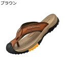 メンズ ビーチサンダル 鼻緒 ビーサン 本革 レザー トングサンダル つま先あり アウトドア オフィススリッパ 夏用 室内/室外履き 柔らかい 滑りやめ 耐磨 吸汗 涼しい 速乾 おしゃれ 男性 ベランダ オフィス(3)
