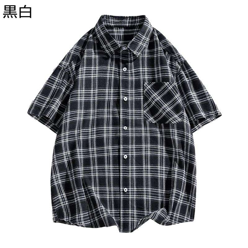 チェックシャツ メンズ 夏 半袖 ゆったり カジュアルシャツ 開衿 軽い トップス カーディガン 薄手 おおきいサイズ 快適 柔らか 通気 おしゃれ 通学 通勤 男性用 ストリート