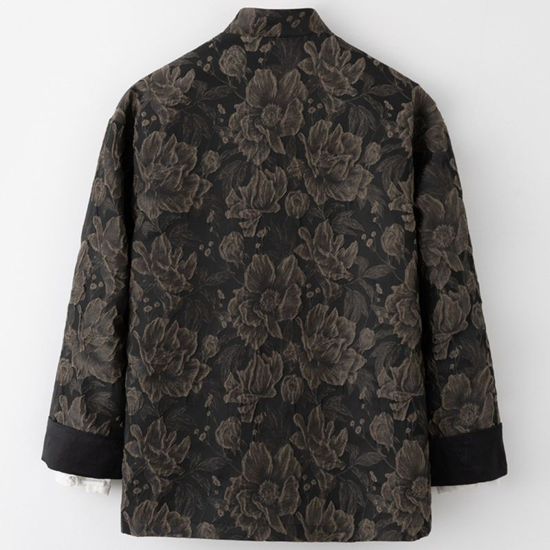 チャイナ服 伝統服 唐装 メンズ 長袖 蓮華柄 プリント 漢服 ファッション チャイナ風 大きいサイズ ゆったり おしゃれ チャイナボタン トップス アウター 春秋 オフィス デイリー 旅行