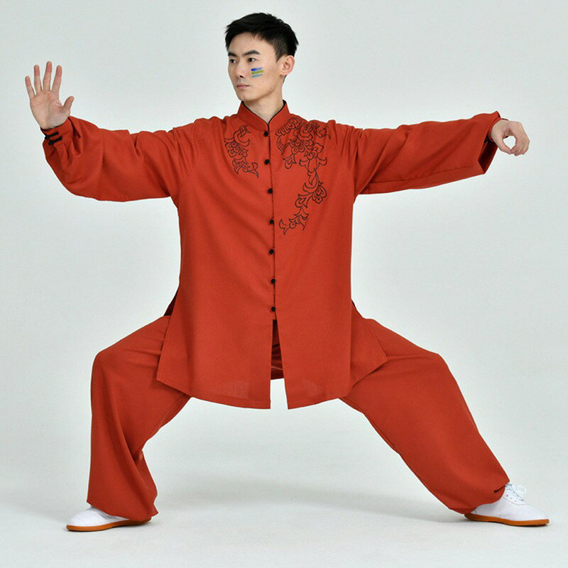 チャイナ服 太極拳服 上下セット ユニセックス 長袖 綿麻 武術シャツ カジュアル ゆったり おしゃれ チャイナボタン 演出服 カンフー衣装 上着 ズボン 男性用 女性用 スポーツ 商業公演 トレーニング