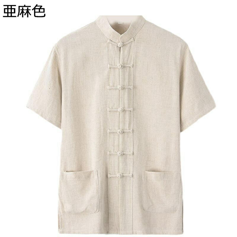 伝統服 唐装 チャイナ服 メンズ 夏服 大きいサイズ カジュアル 無地 シャツ 中華風 民族風 ヴィンテージ ゆったり おしゃれ 上着 漢服 普段着 お出掛け 旅行 運転 ウォーキング