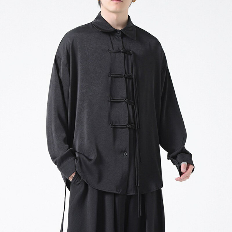 チャイナシャツ 唐装 メンズ 長袖 春秋 チャイナボタン 上着 チャイナ風 無地 スポーツ ビジネス カジュアル 大きいサイズ ゆったり おしゃれ 耐久性 通気性 普段着 通勤 通学