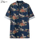 唐装 漢服 チャイナジャケット メンズ シャツ 半袖 夏服 鶴柄 プリント カーディガン チャイナボタン カジュアル 大きいサイズ ファッション チャイナ風 トップス アウター 通勤 通学 旅行