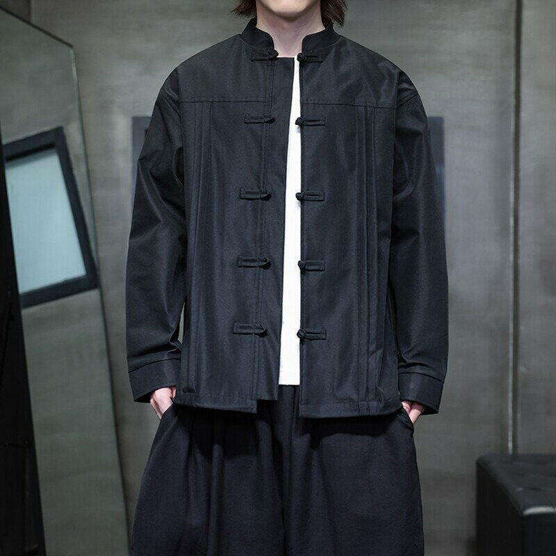 メンズ 唐装 長袖 チャイナ服 シャツ 大きいサイズ カジュアル 薄手 通気性 耐久性 軽量 柔らかい チャイナボタン 中華風 無地 ビジネス 紳士服 オールシーズン オフィス 通勤 通学 普段着
