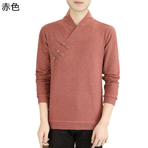 唐装 漢服 メンズ チャイナシャツ Tシャツ ヴィンテージ 無地 カジュアル ゆったり おしゃれ 通気性 薄手 軽量 民族衣装 チャイナ風 シンプル 柔らかい ストレッチ 青年 散歩 デイリー 普段着