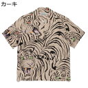 虎柄 アロハシャツ 半袖 ヤクザ ヤンキー オラオラ系 服 派手 夏物 祭 花火 メンズ レディース 折り襟 ワイド 総柄 ファッション ハワイアンシャツ ビッ...