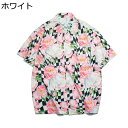 メンズ アロハシャツ 花柄 チェック柄 ビーチシャツ 開襟 半袖 前開き 総柄プリント 春秋夏着 ボタンダウン 速乾 通気性 軽量 uvカット サラサラ快適 お...
