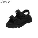 リラックスサンダル レディース リボン サンダル 安定感 通気性 美脚 厚底 通勤 マジックテープ ストレッチ オープントゥ 静音 身長アップ ビーチ ウォーキング おしゃれ シンプル 夏用 丈夫