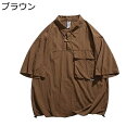 ポロシャツ シャツ tシャツ 夏服 プルオーバー カジュアル カッコイイ ポケット付き トップス アウター ソリッドカラー 和風 薄手 軽い ゆったり シンプル...