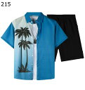 5XL ハワイシャツ メンズ アロハシャツ 半袖シャツ 夏服 2点セット ショートパンツ オールシーズン アロハ風 軽い 涼しげ 吸汗速乾 おしゃれ ボーイズ 学生 コーディネート 夏祭り トラベル お出掛け 部屋