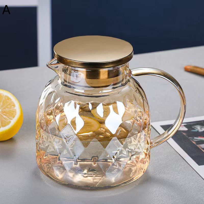 麦茶ポット ガラスポット 大容量 1.5L 冷蔵庫 耐熱耐冷 ドリンクピッチャー 2wayフィルター 直火可 ウォータータンク 麦茶 アイスティー クリア シンプル 家庭用 飲料収納 キッチン収納 オシャレ