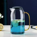 麦茶ポット 1500ml ウォーターピッチャー グラデーション 冷水筒 ガラス 冷蔵庫ポット 熱湯可 広口設計 耐熱 耐冷 透明 大容量 蓋付き 紅茶 コーヒー ドリンクタンク ジャグ 水差し 飲食店 お店用