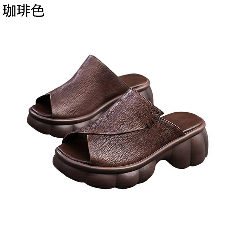 本革 リラックスサンダル サンダル スリッパ レディース 厚底 軽い 歩きやすい 美脚 ストレッチ オープントゥ 抗菌防臭 身長アップ 外履き 旅行 休暇 海辺 ファッション シンプル 夏用