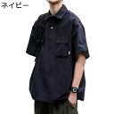 tシャツ プルオーバー 夏服 半袖シャツ 胸ポケット付き ファッション カッコイイ ゆったり オシャレ トップス 無地 折り襟 ハンサム 和風 大人 アウトドア デイリー スポーツ