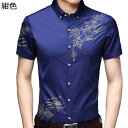 花柄シャツ メンズ シャツ 半袖 刺繍柄 大きいサイズ ファッション スリム 薄手 軽い トップス 折り襟 通気吸湿 吸汗速乾 コンフォート ビジネスシャツ 春...
