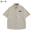 メンズ シャツ 半袖 胸ポケット付き ストライプ プリント 通気性 吸汗速乾 耐摩耗 ファッション カジュアル シンプル コーディネート 開襟シャツ 若者 お出掛け トラベル 通学用