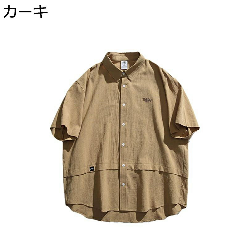 メンズシャツ 夏服 カジュアルシャツ 半袖 和風 カッコイイ ファッション ハンサム 薄い 軽い ソフト 耐摩耗 コンフォート 無地 トップス 若者 普段着 日常着用 トラベル お出掛け