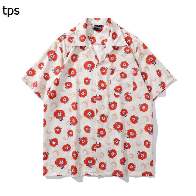 半袖シャツ アロハシャツ トップス 総柄 ブラウス 前開き ボタンダウン UVカット 薄手 ゆるい オーバーシルエット レトロ ロカビリー 熱帯風 ビーチ風 重ね着 通気性 爽やか おしゃれ 男性用