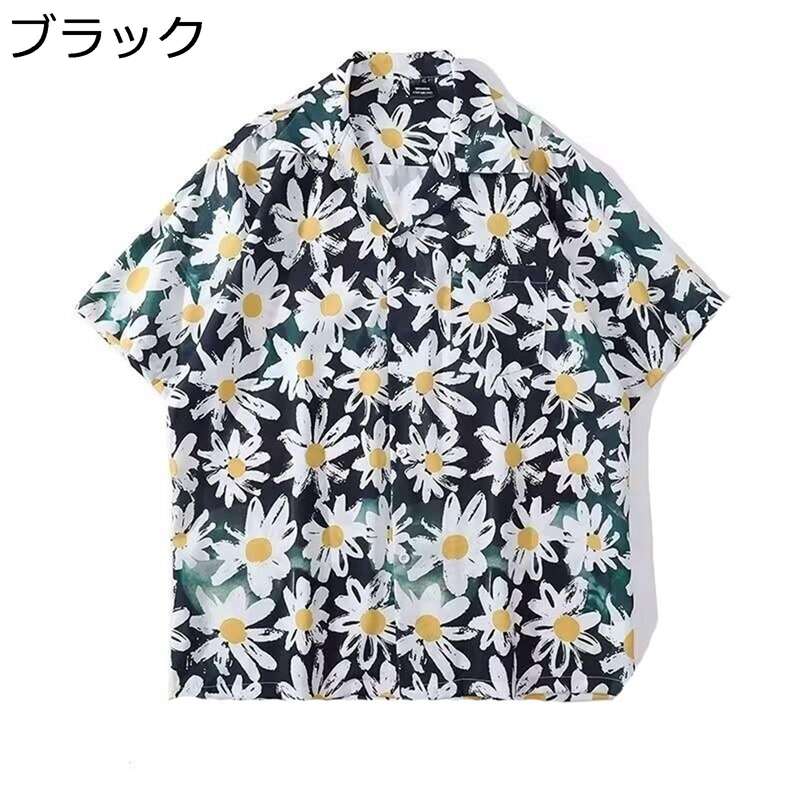 花柄 半袖シャツ アロハシャツ メンズ 男女兼用 カジュアル 肌着 ブラウス ボタンダウン 形態安定 防皺..