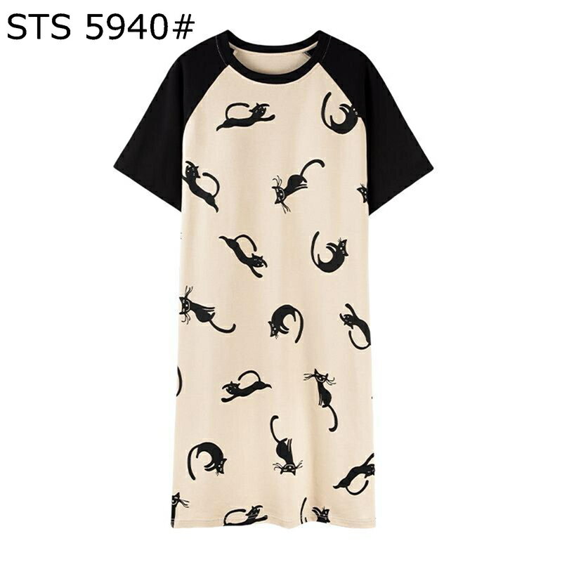 ナイトウェア 半袖 ルームワンピース コットン100% パジャマ 半袖 春 夏 秋 便利服 ホームウェア レデ..