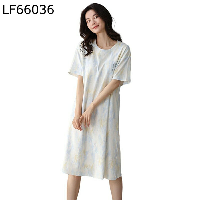 夏 ネグリジェ 半袖 綿100% 部屋着 寝間着 ルームウェア ワンピース パジャマ ロングスリーブ 吸汗速乾..