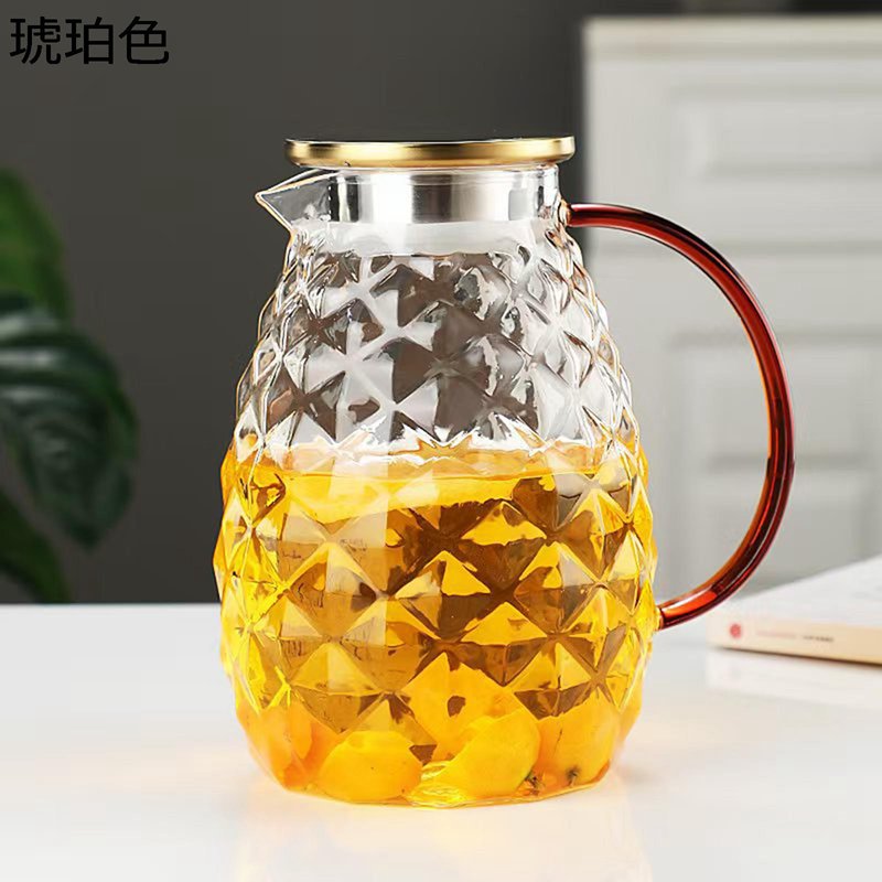 麦茶ポット ガラスポット 1.8L大容量 直火可 2wayフィルター 耐熱耐冷 ガラス製タンク 透明 冷水筒 水出し 大容量 ハンドル付き 洗いやすい 広口 麦茶 フルーツティー 花茶 飲料ボトル レストラン 寝室