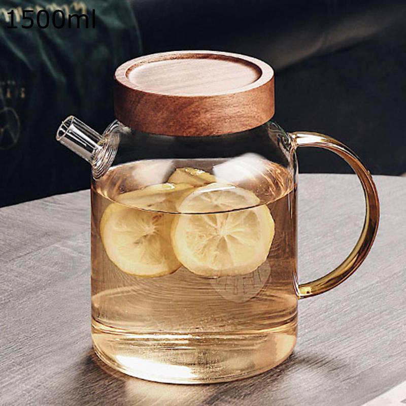 ティーポット 耐熱ガラス 急須 麦茶ポット 耐熱耐冷 2L 冷蔵庫用 ドリンクピッチャー ウォータータンク 広口デザイン 透明 冷水筒 麦茶 アイスティー ダイニングテーブル 水差し 使いやすい