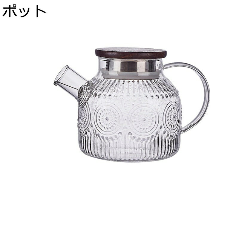 ティーポット ガラスピッチャー 麦茶ポット 耐熱 IH可能 2wayフィルター 水出し ハンドル付き 透明 4L大容量 冷水筒 洗いやすい 広口デザイン ティー 紅茶 コーヒー ウォータータンク 家庭用 飲食店