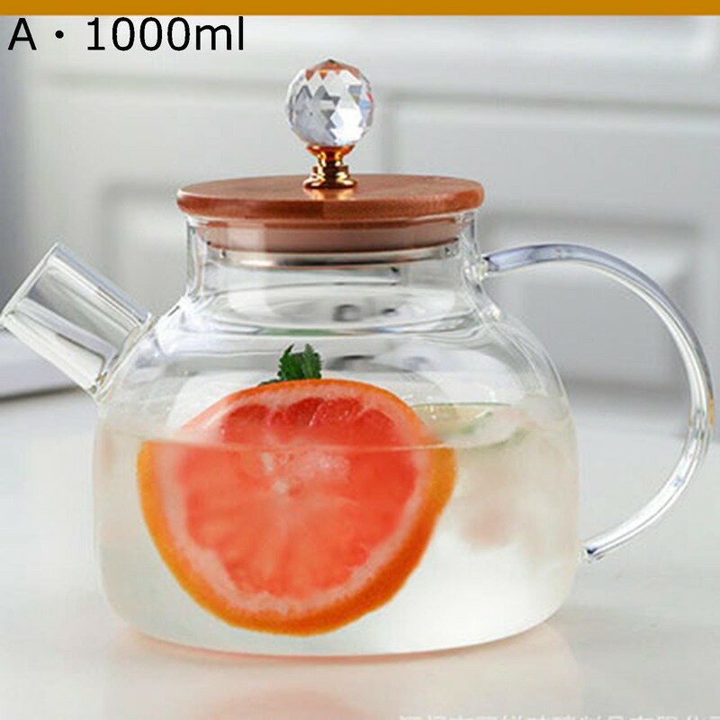 麦茶ポット 冷水筒 冷蔵庫ポット ガラスピッチャー 耐熱ガラス 1.8L 大容量 急熱急冷可能 直火対応 蓋..