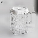 麦茶ポット 2000ml 冷水筒 冷蔵庫ポット ウォーターピッチャー 熱湯可 耐熱 耐冷 格子柄 広口設計 透明 大容量 蓋付き フィルター 軽量 割れにくい 紅茶 フルーツティー ドリンクタンク 水差し 家庭用(3)