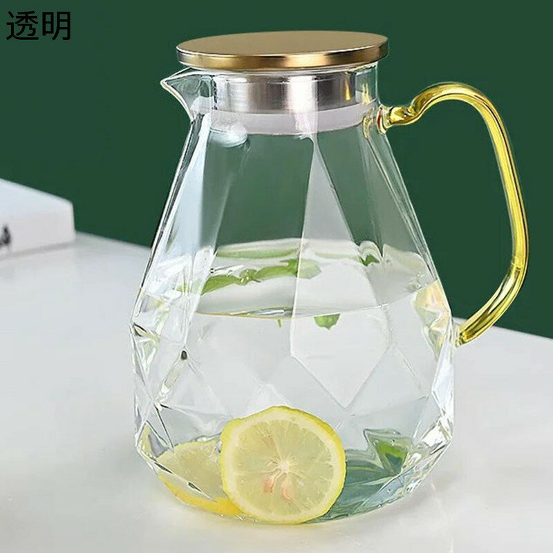 冷蔵庫ポット 麦茶ポット ガラスピッチャー 耐熱耐冷 直火可 2wayフィルター 透明 水出し 1.8L大容量 ハンドル付き ガラス製タンク 冷水筒 洗いやすい 広口 ウォータータンク 飲食店 麦茶 紅茶 コーヒー