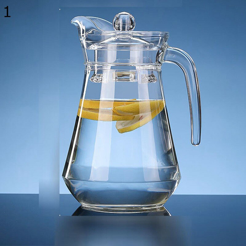 冷蔵庫ポット ドリンクピッチャー ウォータータンク 1.6L 麦茶ポット 広口 クリア 冷水筒 蓋付き 食洗機対応 割れにくい 耐熱耐冷 軽量 水差し 使いやすい 花茶 フルーツティー 家庭用 レストラン