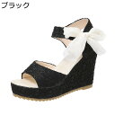 サンダル ストラップサンダル レディース リボン 披露宴 ギフト 結婚式 厚底 軽い 歩きやすい 美脚 エレガント 高反発 オープントゥ 静音 身長アップ ビー...