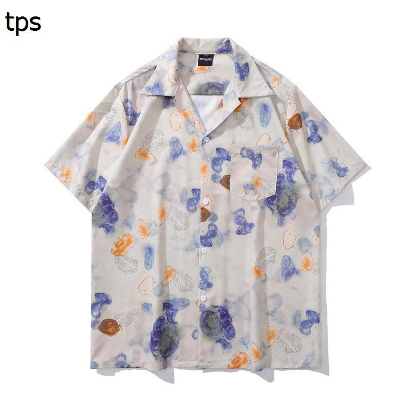 半袖シャツ 総柄 アロハシャツ 男女兼用 ユニセックス ブラウス ボタンダウン UVカット 薄手 ルーズ レトロ ロカビリー ビーチ風 重ね着 通気性 爽やか ...