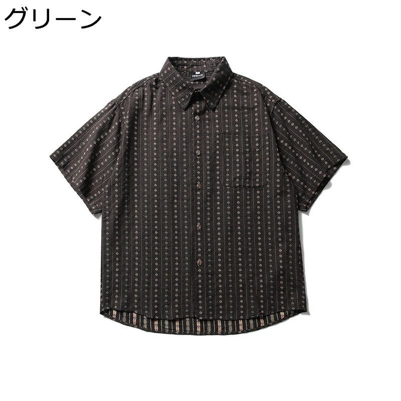 アロハシャツ 半袖シャツ メンズ カジュアル ストライプ柄 襟付き 前開き コンフォート オーバーサイズ 吸汗速乾 通気速乾 キレイめ リゾート ビーチ 旅行 音楽フェス 海遊び 街歩き