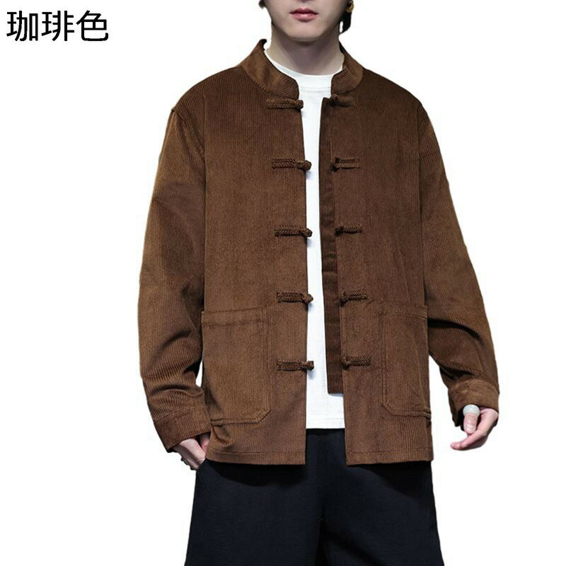 ジャケット メンズ 唐装 チャイナ服 漢服 長袖 チャイナボタン ファッション 無地 カッコイイ 大きいサイズ ポケット付き アウター チャイナ風 青年 普段着 通学 通勤