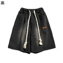 ジーンズ メンズ ヴィンテージ カジュアルパンツ ショートパンツ デニムパンツ 窮屈感のない トレンド ウエストゴム紐 薄い 柔らかい コーディネート 春夏服 ...