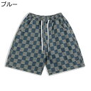 デニムパンツ ショートパンツ 格子柄 メンズ パッチワーク カジュアルショーツ リラックス 五分丈ボトムズ ジーンズ 春夏用 Gパン ジーパン 軽い 短パン 着回し力ピカイチ シンプル おしゃれ