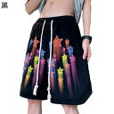 チノパン 短パン メンズボトムズ 星柄 オシャレ ワイドパンツ ショートパンツ ウエストゴム調整でき カジュアルショーツ 五分丈 ルーズ 春夏 着心地よい スポ...