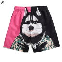 サーフパンツ 短パン メンズ ビーチウェア 犬柄 プリント 個性的 海水ショーツ 水着 多色 スイムウェア 半ズボン 通気 速乾 水陸両用 ショートパンツ ウエスト調整可能 アウトドア 旅行 温泉 夏服